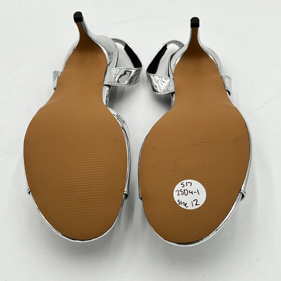 Milooey shoes Silver Comfy Slingback Kitten Heels Elegant Peep Toe Sandals - Picture 6 of 6